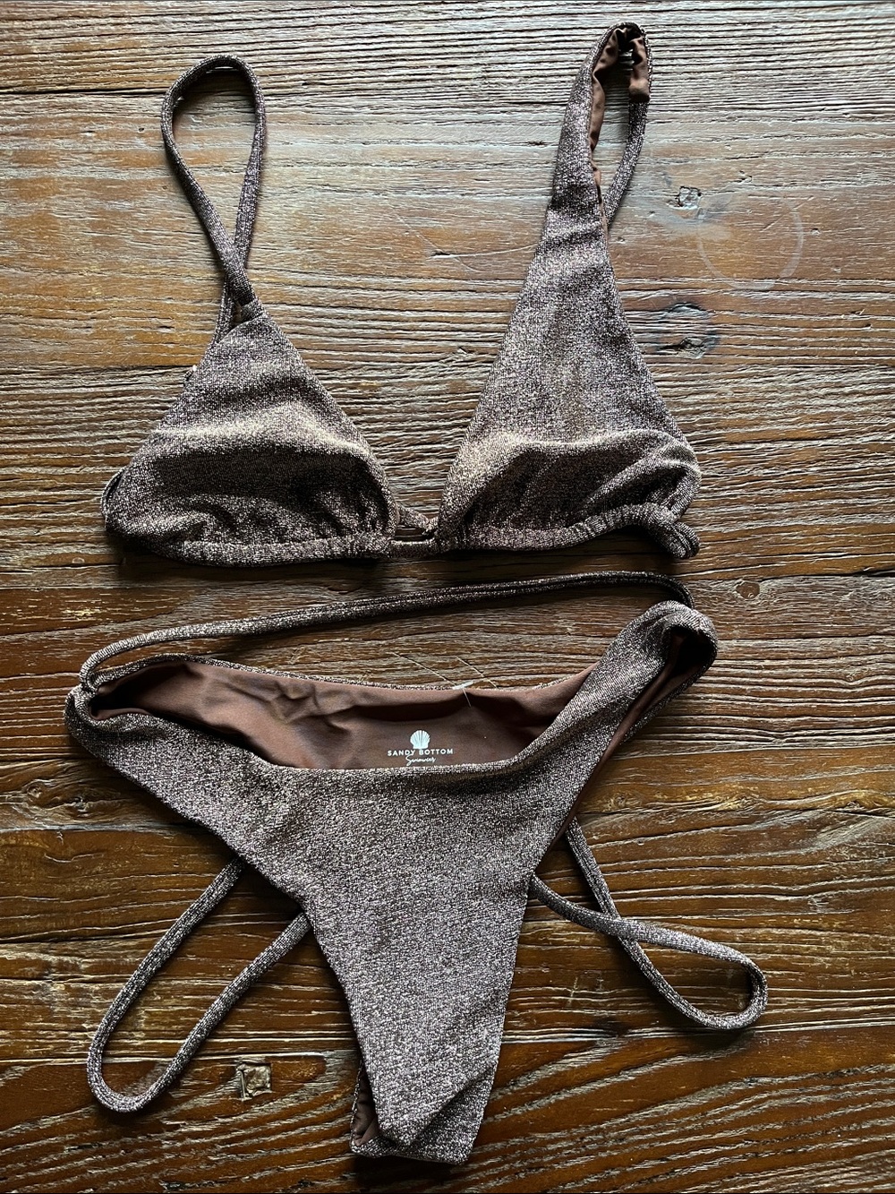NEW! Shimmery Brown Triangle Bikini Set by Sandy Bottom